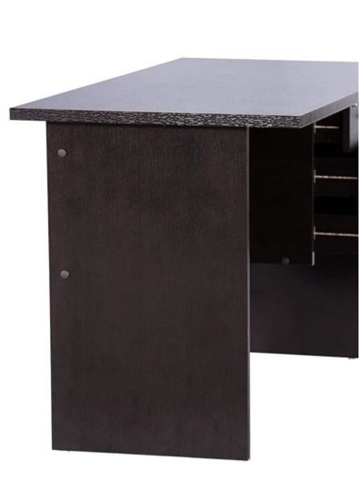 AL WADI FURNITURE Compact 3 Drawer Top Lockable Wooden Office Desk Office Table Computer Table, Dark Oak - 115L x 55W x 75H cm  - Image 4