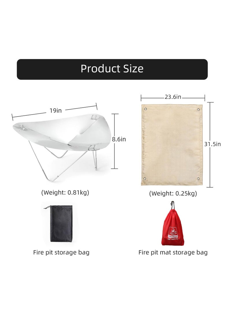 Generic - Portable Fire Pit, Stainless Steel Removable Firewood Stove for Outside Patio Outdoor Backyard Garden Bonfire Stove (Fire Pit with Fire Mat) - Image 1