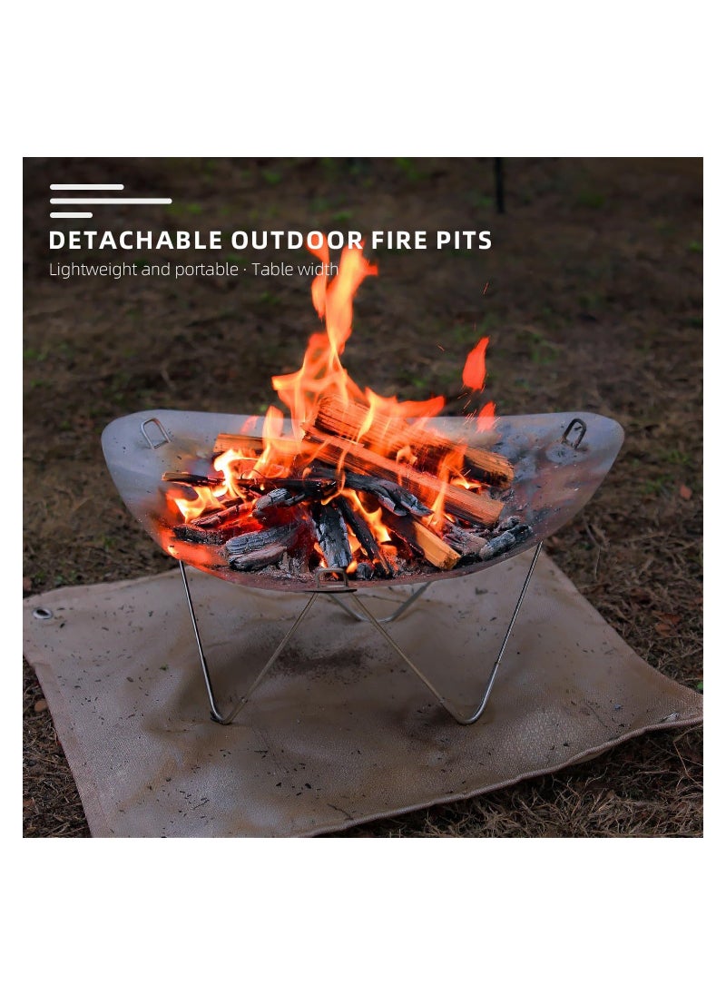 Generic - Portable Fire Pit, Stainless Steel Removable Firewood Stove for Outside Patio Outdoor Backyard Garden Bonfire Stove (Fire Pit with Fire Mat) - Image 1