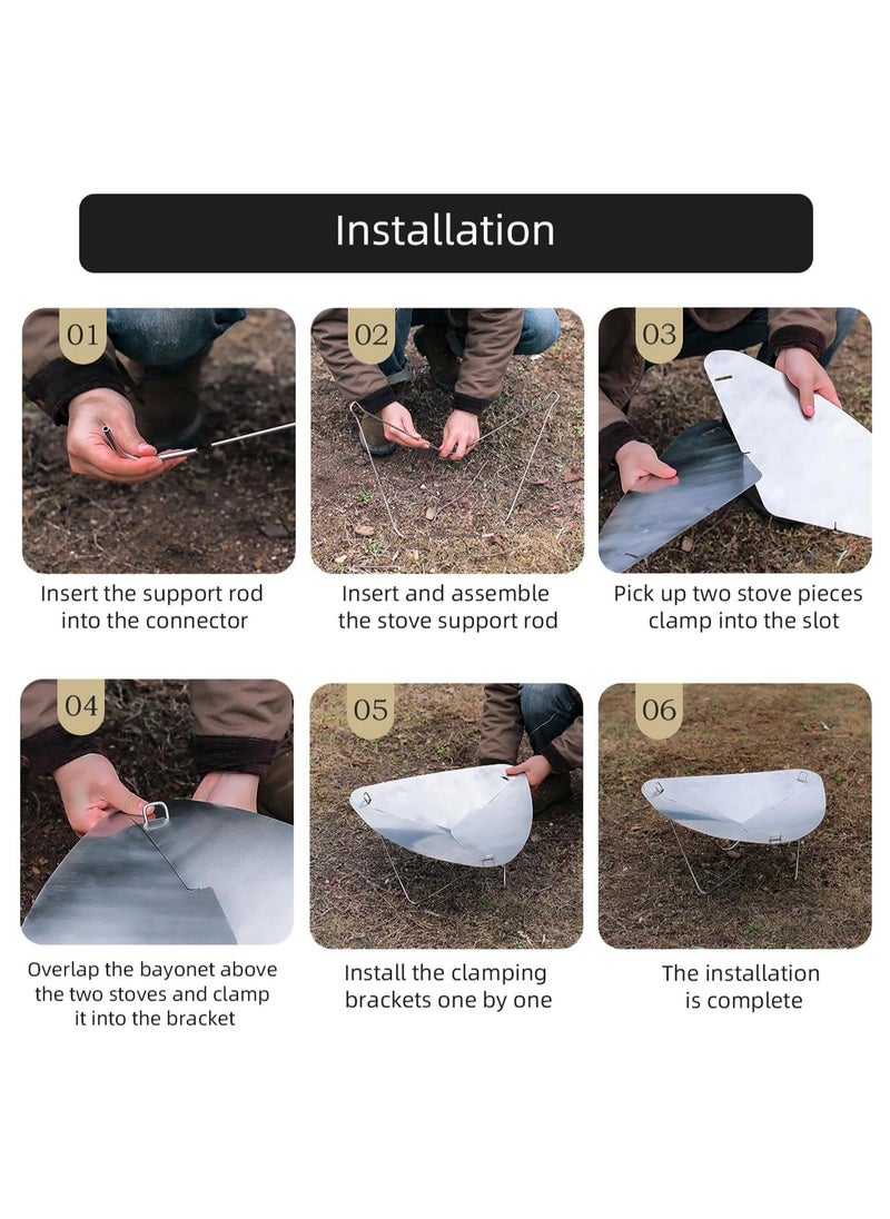 Generic - Portable Fire Pit, Stainless Steel Removable Firewood Stove for Outside Patio Outdoor Backyard Garden Bonfire Stove (Fire Pit with Fire Mat) - Image 1