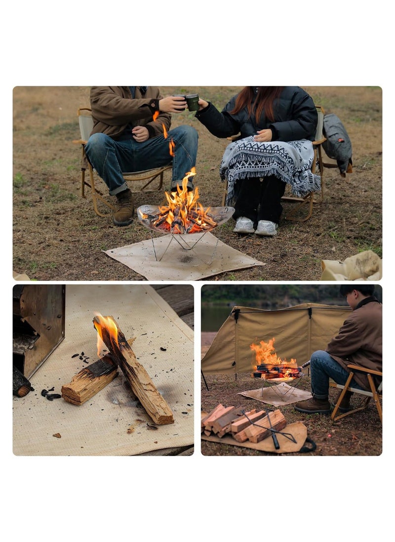 Generic - Portable Fire Pit, Stainless Steel Removable Firewood Stove for Outside Patio Outdoor Backyard Garden Bonfire Stove (Fire Pit with Fire Mat) - Image 1