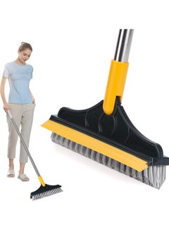 Generic Bathroom Cleaning Brush with Long Handle 120° Adjustable Tiles Floor Cleaner V Shaped Bristle with Wiper for Wall Bathroom Kitchen Accessories Items Cleaning Supplies - Multicolour  - Image 1