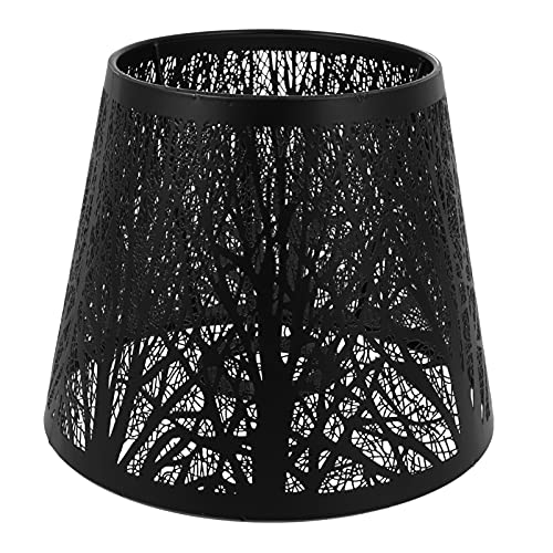 Uonlytech Tree Shadow Lamp Shade, E27 Small Table Lampshade Hollow out Metal Lamp Shade Light Accessories for Table Floor Light, 19X19X19cm, Black - Image 1