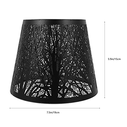 Uonlytech Tree Shadow Lamp Shade, E27 Small Table Lampshade Hollow out Metal Lamp Shade Light Accessories for Table Floor Light, 19X19X19cm, Black - Image 2