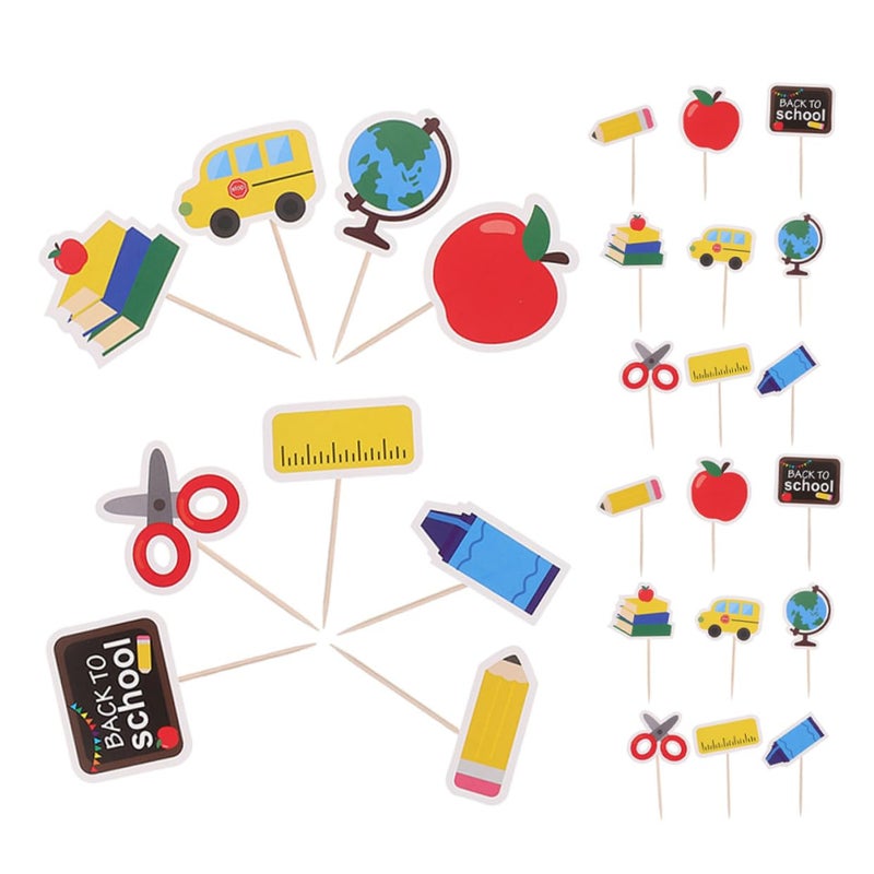 School Cake Picks 45 قطعة علاقات كب كيك إبداعية لإمدادات حفلات أعياد الميلاد وزينة الاحتفالات - Image 2