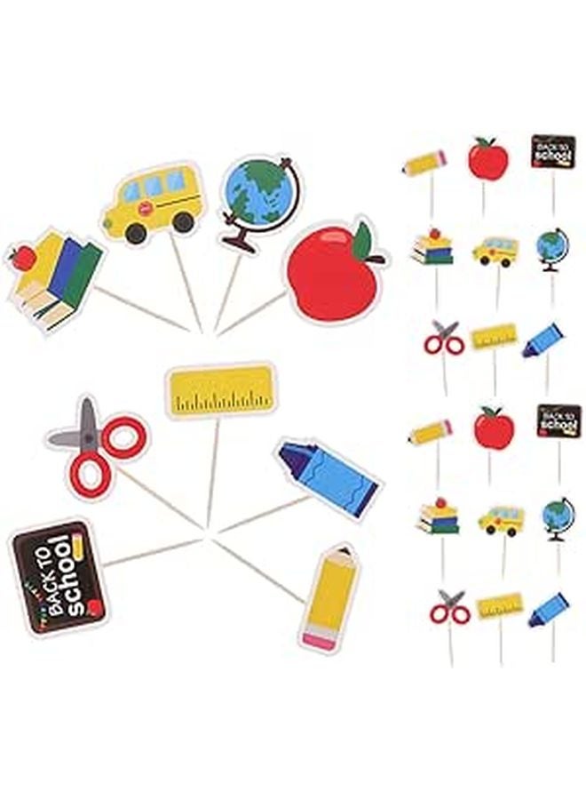 School Cake Picks 45 قطعة علاقات كب كيك إبداعية لإمدادات حفلات أعياد الميلاد وزينة الاحتفالات - Image 1