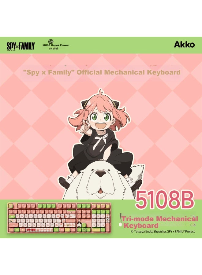 Akko Spy X Family Anya Collaboration Triple-mode Mechanical Keyboard 108-key Wired Bluetooth Wireless Gaming Office Keyboard For Women