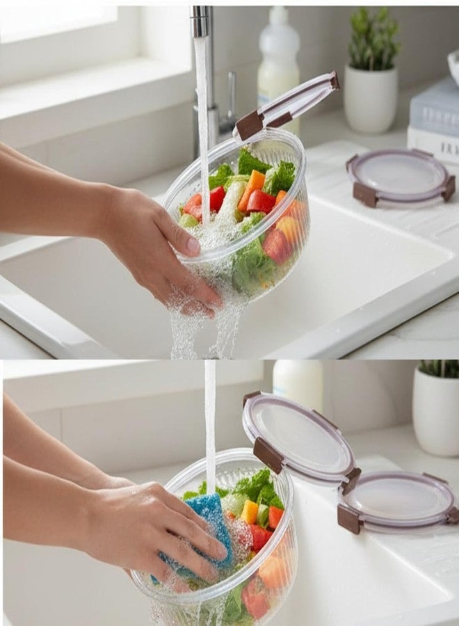 Ngel Premium Round Airtight Food Storage Container Set || Kitchen Storage Box for Grains, Dry Fruits, Snacks, Vegetables || Transparent Plastic Dishwasher & Refrigerator Safe (Food Stroage Containers) - Image 5