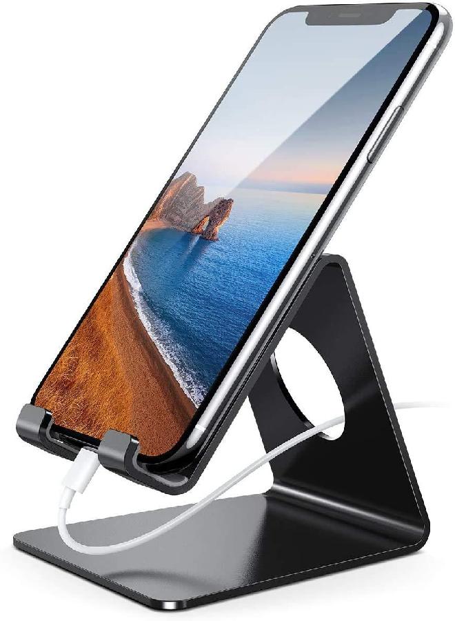 Lamicall Cell Phone Stand, Phone Dock: Cradle, Holder, Stand for Office Desk - Black - Image 3