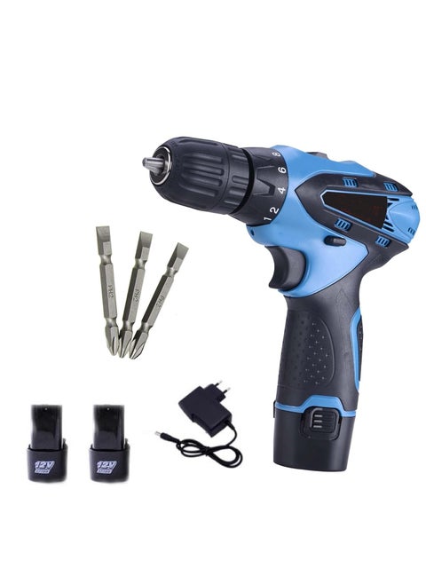 MLD machine 10 mm Keyless Chuck 12V Cordless machine Drill/Screwdriver with 2 Batteries, LED Torch Variable Speed and Torque Setting (19+1)