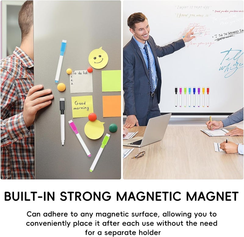 KASTWAVE Colored Whiteboard Pens, 16 Whiteboard Markers Erasable Dry Wipe Pens For Whiteboard Window Pens For Glass Washable Whiteboard Pens With Eraser For Kids And Adults (11.3 - Image 4