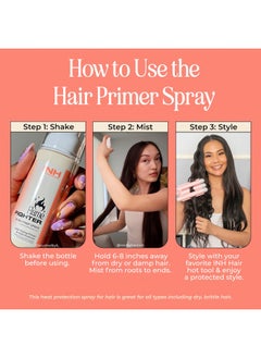 INH Heat Protection Spray | Thermal Protectant For Styling & Blow Drying | Detangler, Frizz Tamer & Shine Enhancer With Wheat Protein & Aloe Vera | 4 Fl Oz/120Ml  - Image 4