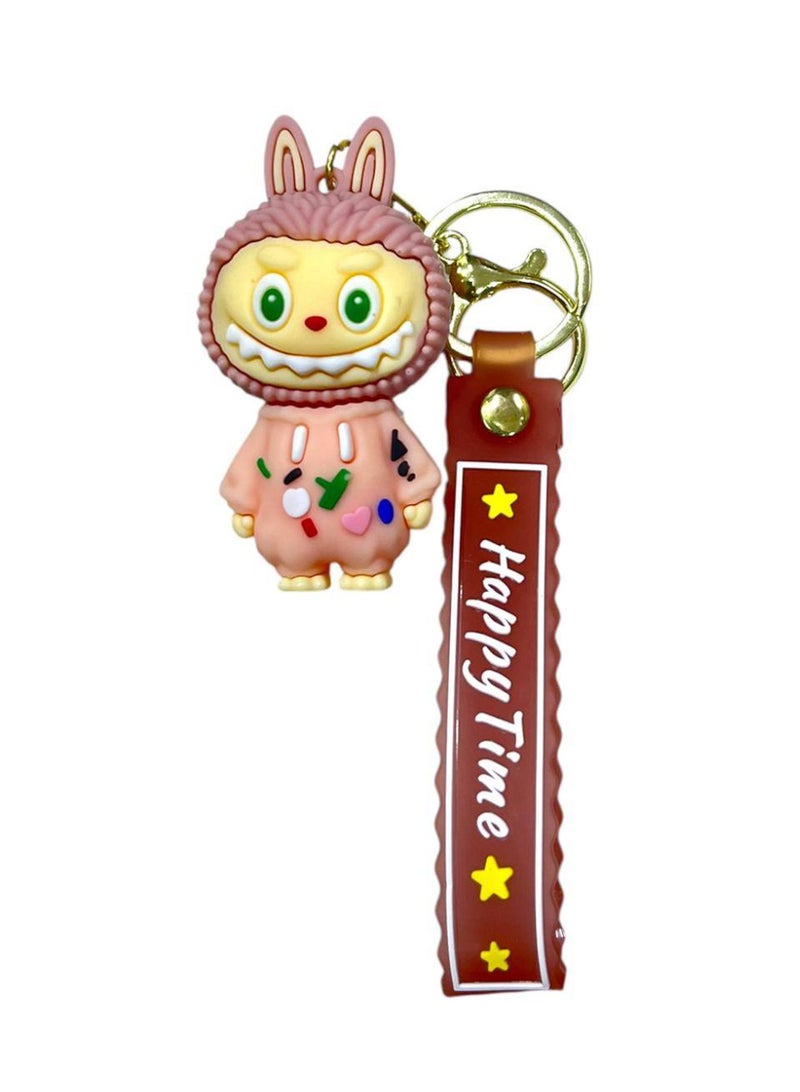 Monsters Labubu Medallion – Cute pink design with the phrase "Happy Time" 💖🌟 Add a touch of joy to your keys or bag! A unique bracelet that says "Happy Time" for a positive feeling every day – perfect as a gift or accessory that adds a cute touch to your everyday needs.