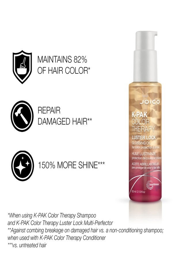 JOICO K-PAK Color Therapy Luster Lock Glossing Oil | For Color-Treated Hair | For Color-Protection & Shine | Tame Frizz | With Keratin & Argan Oil | 2.13 Fl Oz (Pack of 2) - Image 3