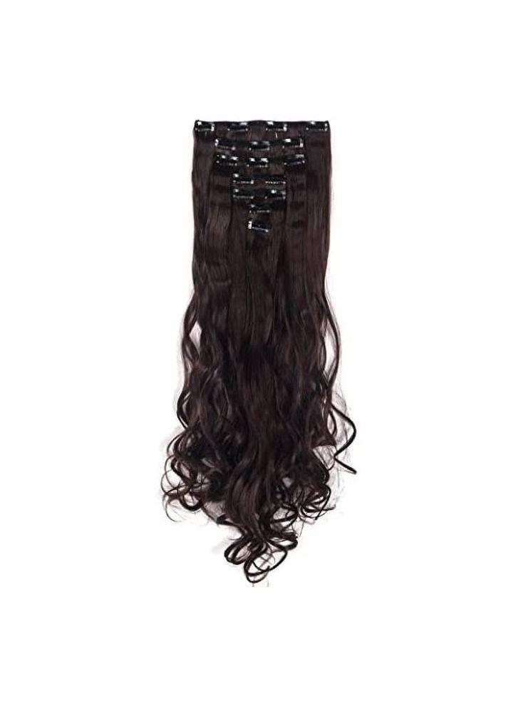 إستيل Estelle 7 قطع 16 مشابك 23-24 بوصة سميكة مجعد مستقيم كامل الرأس في على لحمة مزدوجة وصلات شعر بني متوسط - Image 2