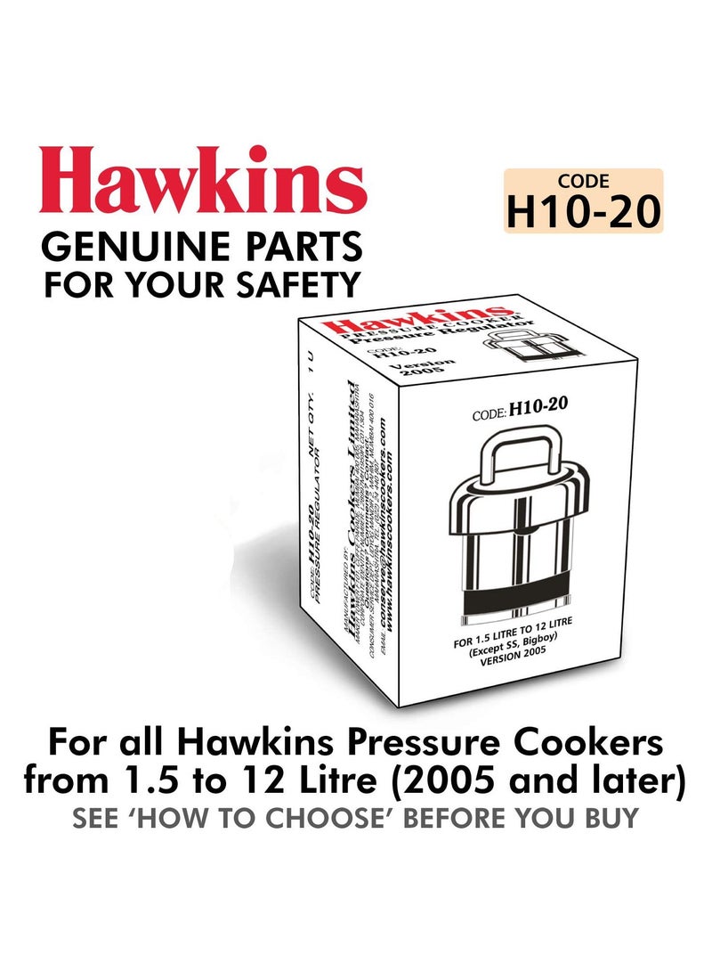 Hawkins Brass Vent Weight/Pressure Regulator For All Hawkins Pressure Cookers From 1.5 Litre To 12 Litre, Silver, Standard (H10-20), 1.5 Liter - Image 2