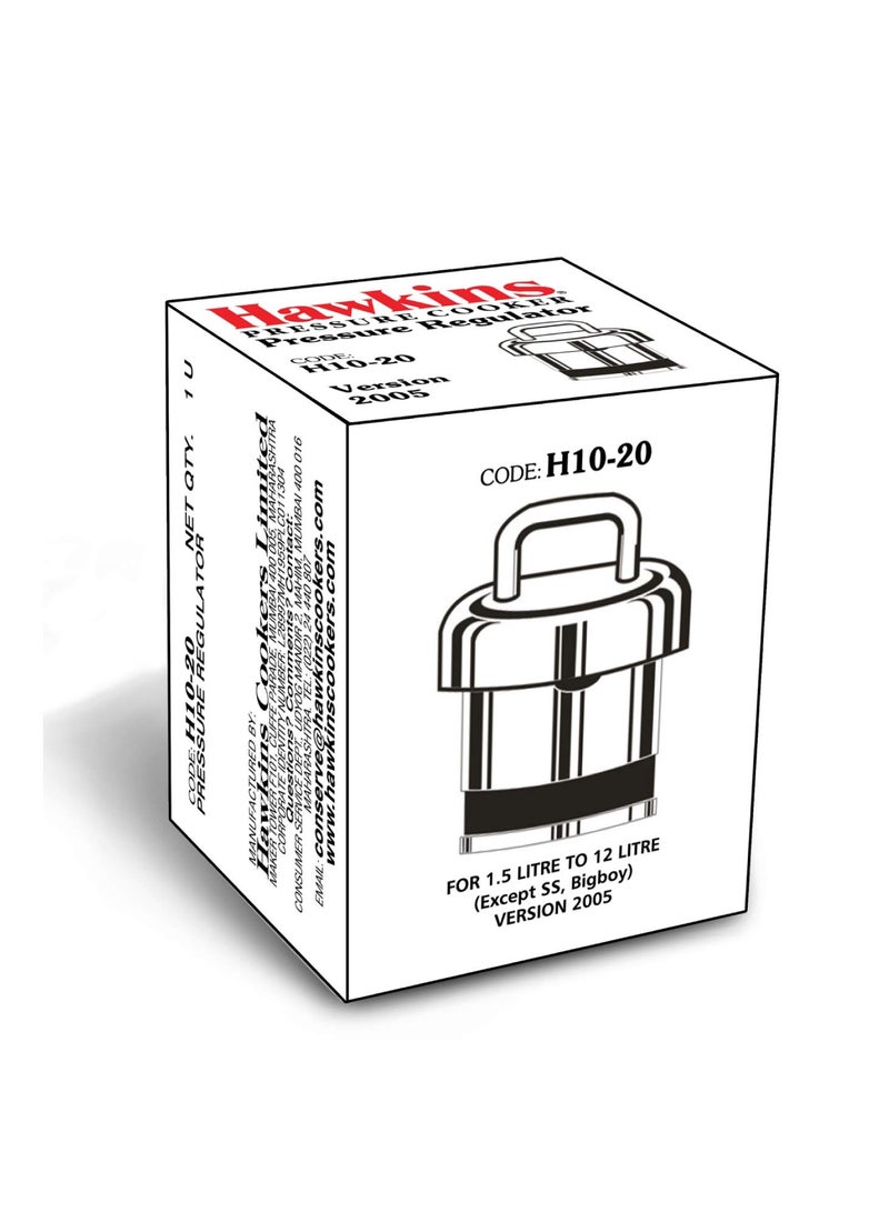 Hawkins Brass Vent Weight/Pressure Regulator For All Hawkins Pressure Cookers From 1.5 Litre To 12 Litre, Silver, Standard (H10-20), 1.5 Liter - Image 1