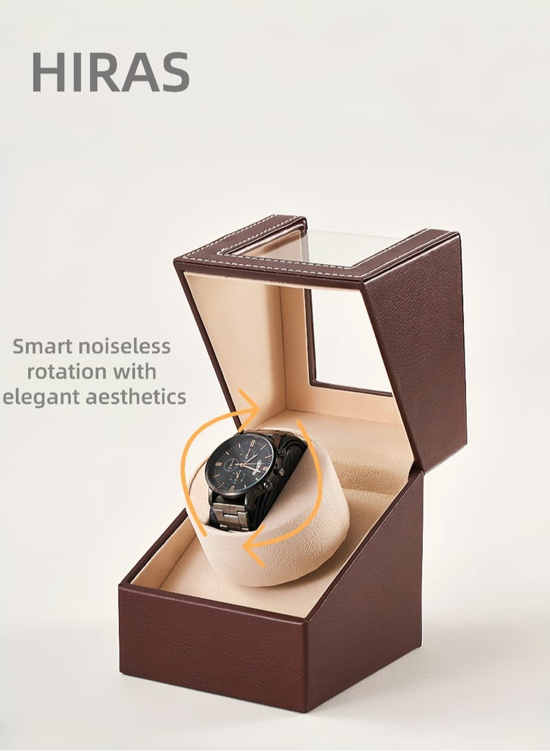 Hiras Automatic Watch Winder Watches Organizer Storage Box with Quiet Motor, Suitable Men and Lady Watches - Image 1