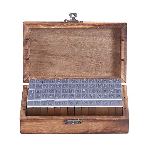YPSelected Set of 70pcs Vintage Style Wooden Rubber Alphabet Letters Number Symbol Stamps (Cursive Script) - Image 4