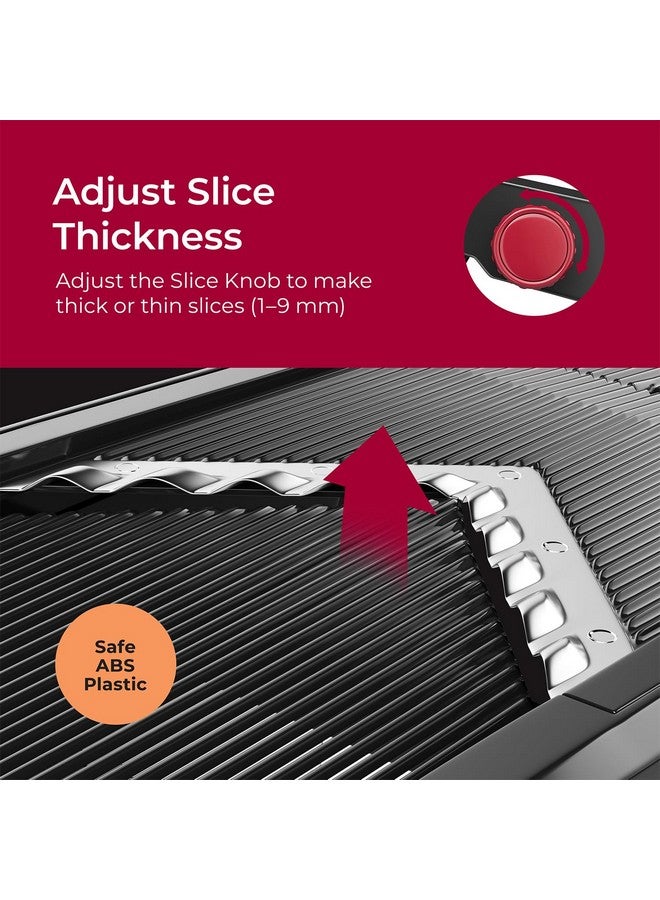 Mueller Austria MuellerLiving Mandoline Slicer for Kitchen, Adjustable Vegetable Chopper, Fruit, Cheese Grater, Potato Chips Slicer - Black - Image 4