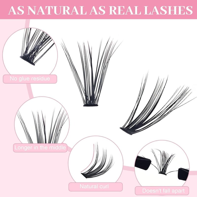 Natural Self Adhesive Eyelashes - 72 PCS - Wispy Press on Lashes Pre Glued Lash Clusters No Glue Needed Press on Eyelash Clusters Reusable Self Adhesive Lash (0.10D-11MM) - Image 4
