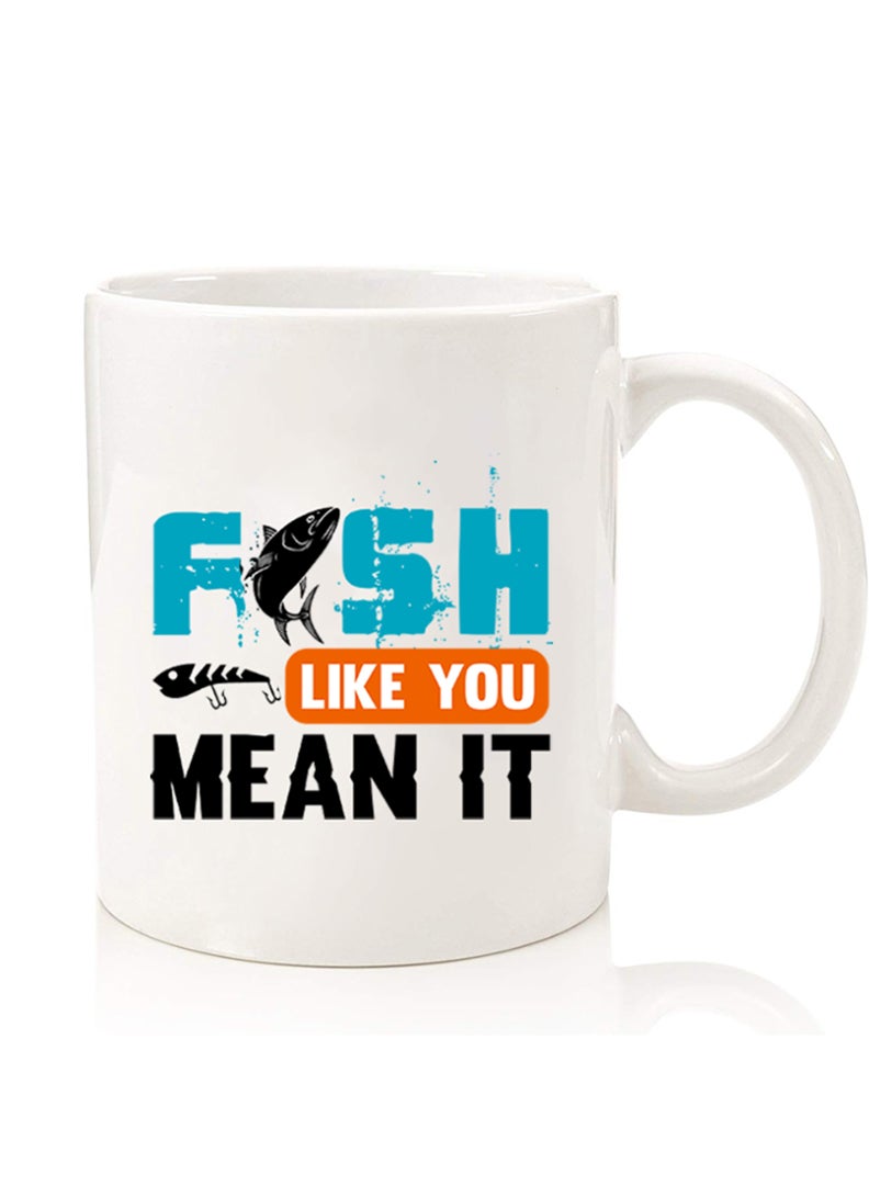 Theodor Premium Quality Two Sided Printed Coffee Mug Tea Cup For Home Office, Kids Men Women Fish like u mean it Black - Image 1