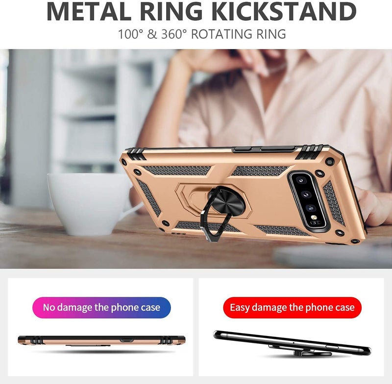 REALCASE Polycarbonate, Thermoplastic Polyurethane Hybrid Shockproof Armor Defender Back Case for Samsung Galaxy S10 Plus (R-Gold) - Image 4