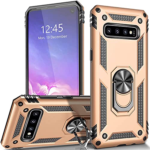 REALCASE Polycarbonate, Thermoplastic Polyurethane Hybrid Shockproof Armor Defender Back Case for Samsung Galaxy S10 Plus (R-Gold) - Image 1