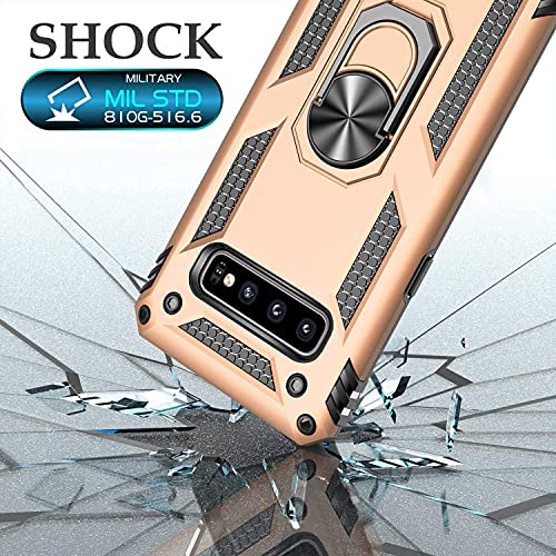 REALCASE Polycarbonate, Thermoplastic Polyurethane Hybrid Shockproof Armor Defender Back Case for Samsung Galaxy S10 Plus (R-Gold) - Image 3