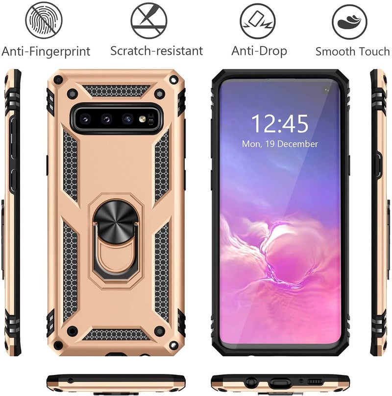 REALCASE Polycarbonate, Thermoplastic Polyurethane Hybrid Shockproof Armor Defender Back Case for Samsung Galaxy S10 Plus (R-Gold) - Image 2