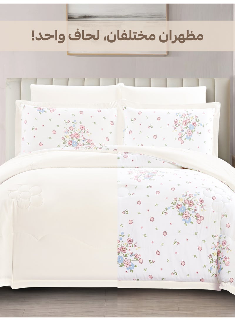 Doona Bedding Comforter Set, Fits 140x200 cm Single Size Bed – 4 Pcs Reversible Printed Design – 350 GSM All-Season Comforter – Premium Brushed Microfiber - Image 5