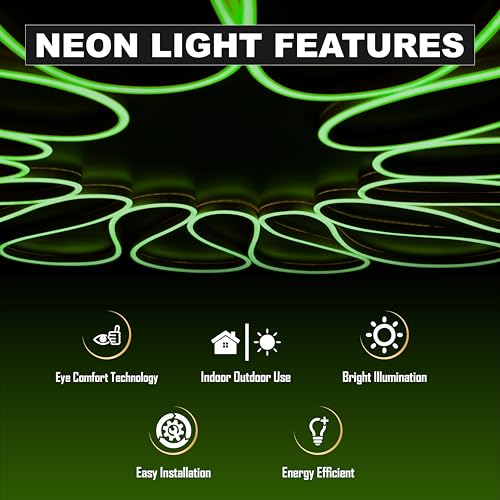 Forus 10 Meter LED Neon Strip Light - Green, Flexible Waterproof Cuttable Rope Lights, Indoor Outdoor Diwali Decorative Cove Lighting, Home Decoration, Festivals, Christmas Festival, 6-Months Warranty - Image 2