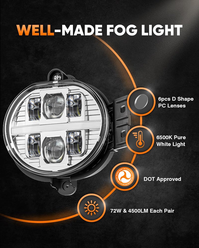 BICYACO LED Fog Light with DRL Compatible with Dodge Ram 1500 2002-2008 Dodge Ram 2500/3500 Pickup Truck 2003 2004 2005 2006 2007 2008 2009-1 Pair (Silver) - Image 5
