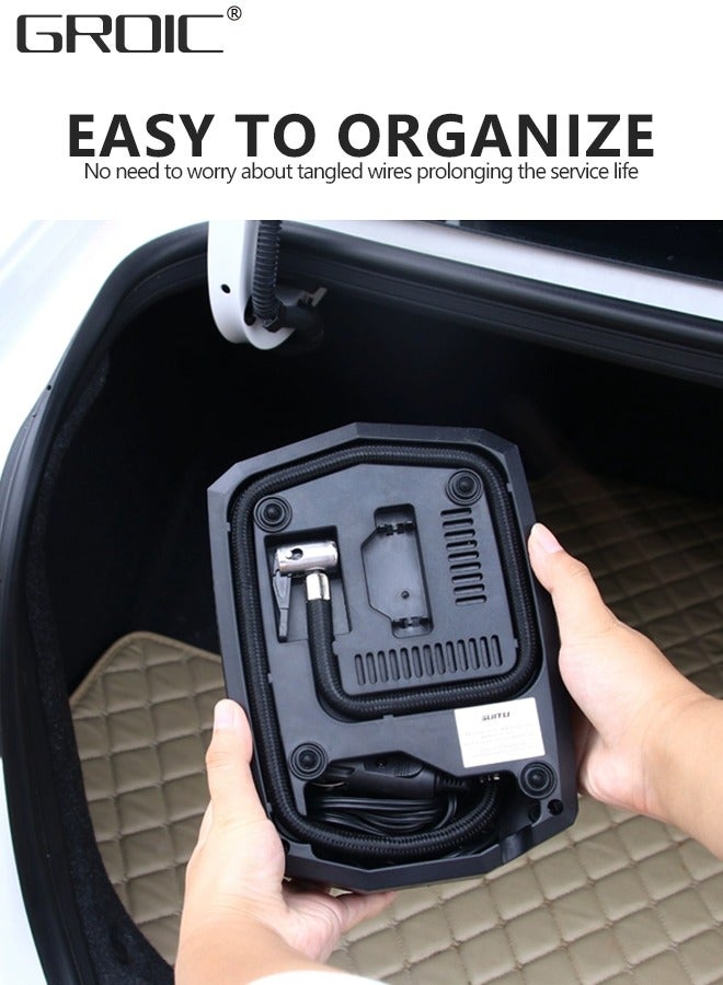 جرويك منفاخ إطارات محمول، منفاخ إطارات قوي 150 رطل/بوصة مربعة لاسلكي، مقياس ضغط الإطارات الرقمي، مضخة هواء قوية للإطارات مع ضوء LED لإطارات السيارات والدراجات النارية والدراجات والكرات - Image 3