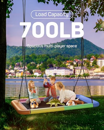 Everyfun Tree Swing for Kids and Adults 60 Waterproof Rectangle Platform Swing 700lbs Heavy Duty with Adjustable Straps Colorful - Image 5