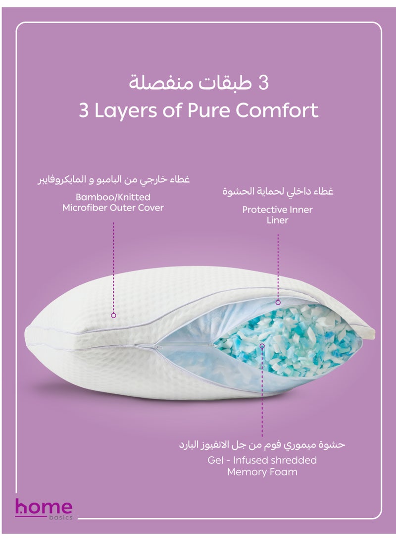 Doona Memory Foam Pillow (1600g + 200g) Filling – Size 50x75cm | Shredded, Soft & Fluffy | Adjustable Loft & Neck Support | Washable Removable Cover - Image 4