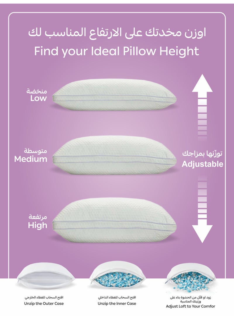 Doona Memory Foam Pillow (1600g + 200g) Filling – Size 50x75cm | Shredded, Soft & Fluffy | Adjustable Loft & Neck Support | Washable Removable Cover - Image 5