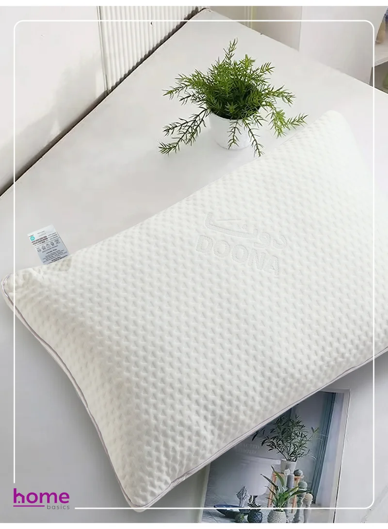 Doona 1600g Shredded Memory Foam Bed Pillow 1Pcs (50x75cm) – Soft, Fluffy, Adjustable Loft, Ergonomic Neck Support, Washable Cover