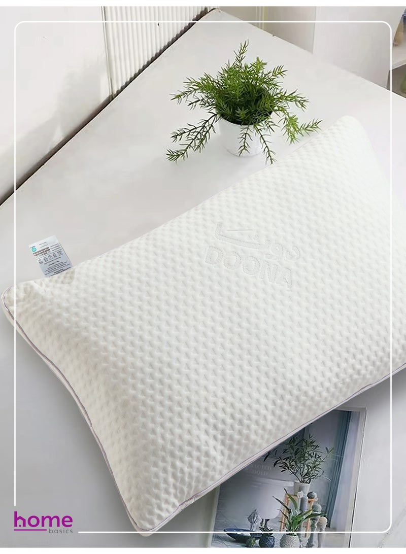 Doona Memory Foam Pillow (1600g + 200g) Filling – Size 50x75cm | Shredded, Soft & Fluffy | Adjustable Loft & Neck Support | Washable Removable Cover - Image 2