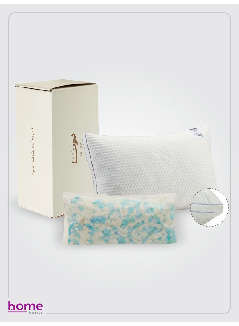 Doona 1600g Shredded Memory Foam Bed Pillow 1Pcs (50x75cm) – Soft, Fluffy, Adjustable Loft, Ergonomic Neck Support, Washable Cover