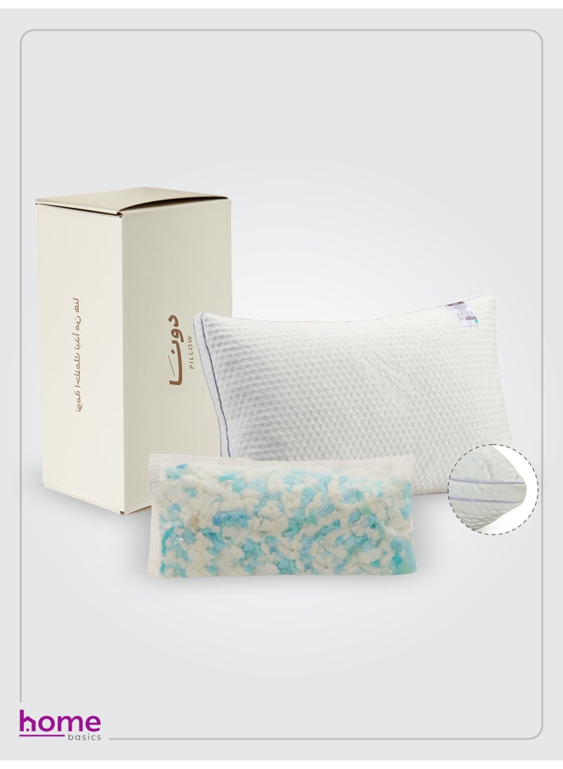 Doona Memory Foam Pillow (1600g + 200g) Filling – Size 50x75cm | Shredded, Soft & Fluffy | Adjustable Loft & Neck Support | Washable Removable Cover - Image 1