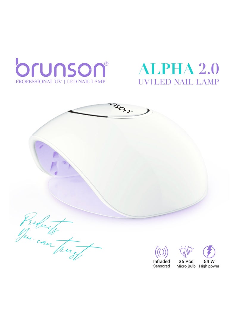 brunson - UV Light for Gel Nail Polish Brunson Portable Alpha 2.0 UV LED Nail Lamp 54W with 5 Timer Settings and 36 UV LED Lights Easy and Fast Curing Nail Dryer for Acrylic Nails and Gel Polish with Auto Sensor and LCD Display - Image 1