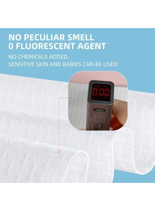 NALACAL Disposable Face Towel, Extra Thick Soft Large Clean Facial Towels, Biodegradable Facial Towels, Plant Fiber Facial Washcloth Dry Wipes for Sensitive Skin, Travel, Makeup Remover, 50 Count, Blue - Image 2