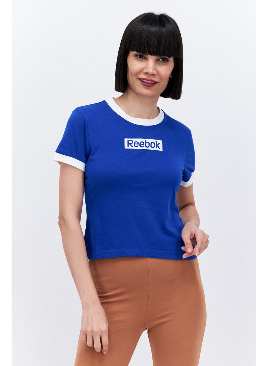 Reebok Women Sportswear Fit Short Sleeves Outdoor Top, Blue  - Image 1