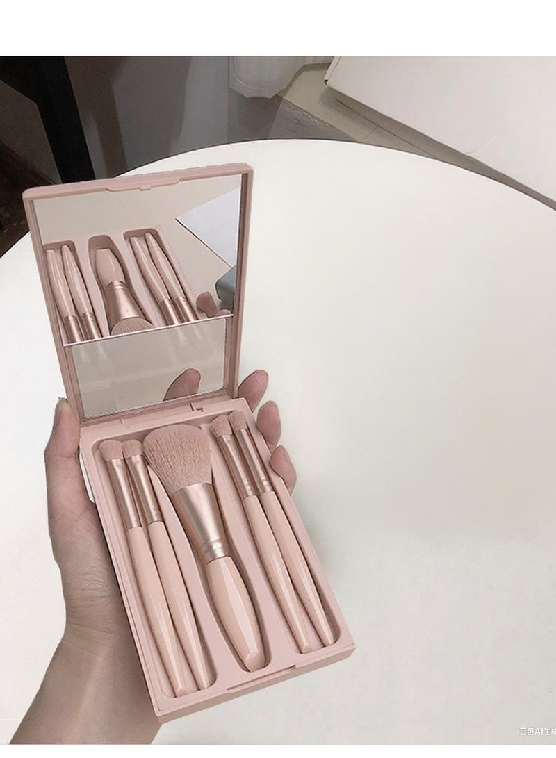 سفينة النور مجموعة فرش مكياج بحجم مناسب للسفر فرش مكياج صغيرة، مجموعة فرش تجميل صغيرة كاملة الوظائف مع حقيبة  مثالية للاستخدام أثناء التنقل - Image 1