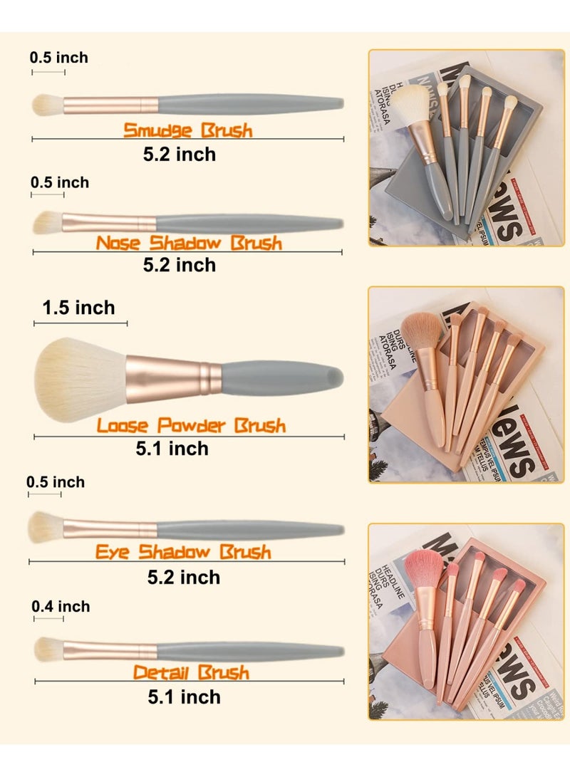 سفينة النور مجموعة فرش مكياج بحجم مناسب للسفر فرش مكياج صغيرة، مجموعة فرش تجميل صغيرة كاملة الوظائف مع حقيبة  مثالية للاستخدام أثناء التنقل - Image 3