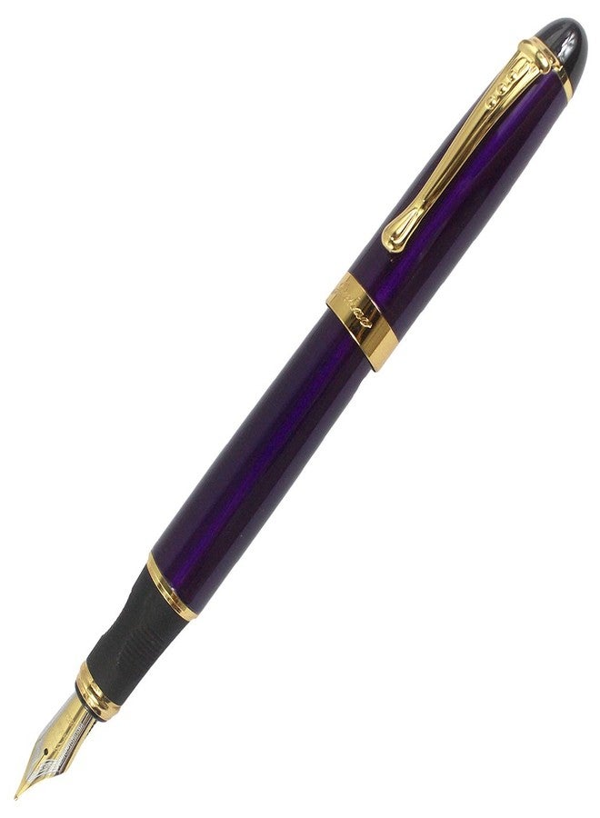 Gullor Jinhao X450 Fountain Pen, Gold Trim, Medium Nib, Purple - Image 1