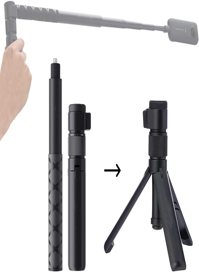 FLYHSO Insta360 Invisible 360° Surround Selfie Stick and Handle Black - Image 1