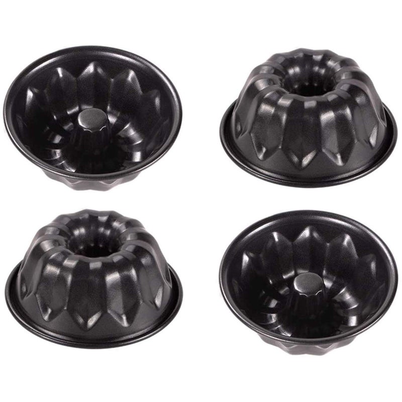 webake Ring Fluted Cake Tin Baking Pan 4 Pcs 10cm Mini Cake Mould Round NonStick 4 Baking Tins