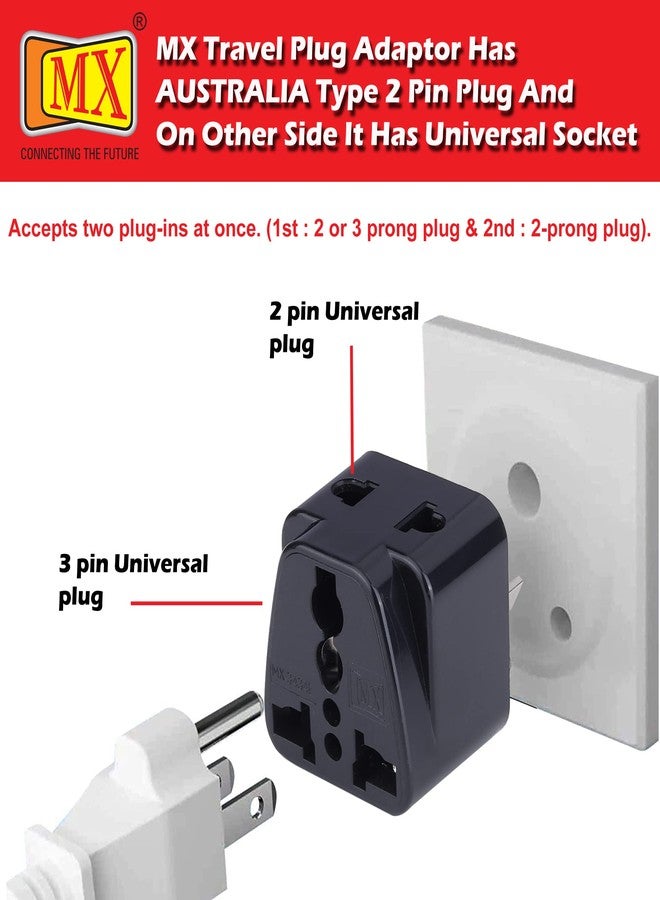 MX Universal Travel Adapter (Type I) India to Australia 2 in 1 Conversion Plug for Home and Official use -Black Pack of 4 - Image 5